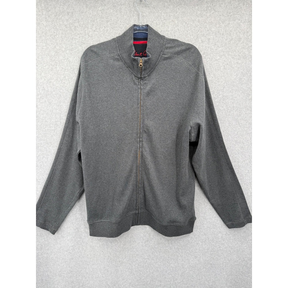 Robert Graham Tryson Jacket Mens XL Charcoal Gray Full Zip Mock Neck‎ Cotton NWT